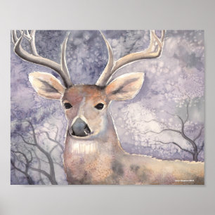 Affiches Winter Deer Wildlife Watercolor Art