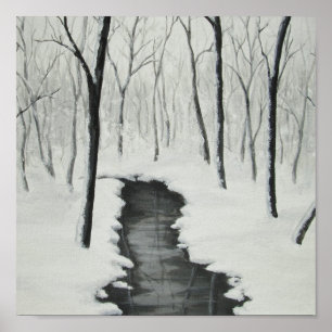 Affiches Winter Forest Stream Fine Art Print