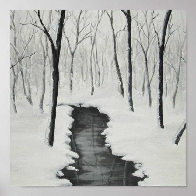 Affiches Winter Forest Stream Fine Art Print (Devant)