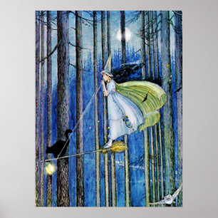 Affiches Witch on Her Broom Stick