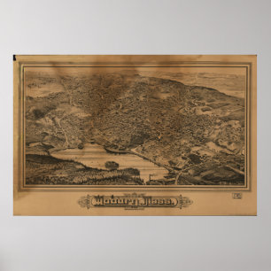 Affiches Woburn Massachusetts 1883 Antique Carte Panoramiqu