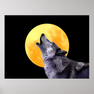 Affiches Wolf howls at the full moon