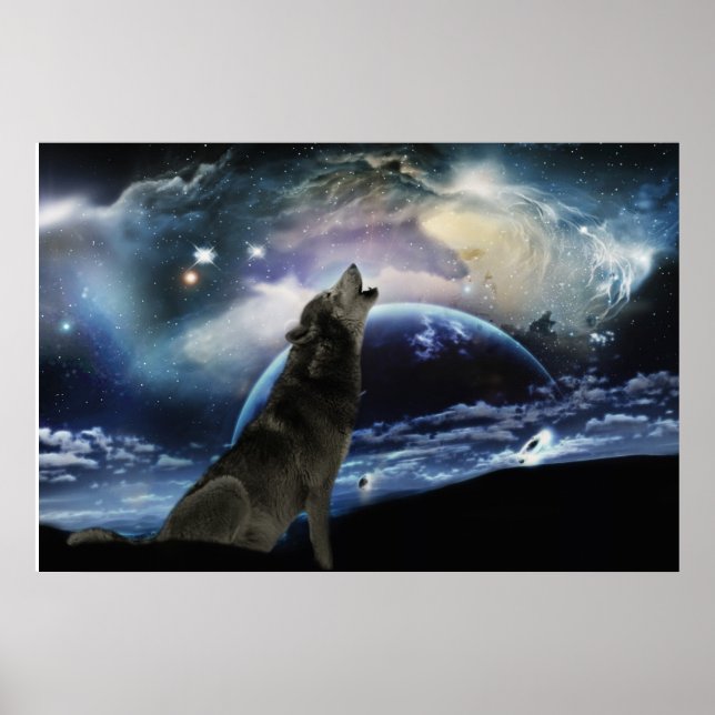 Affiches Wolf hurle sur la lune (Devant)
