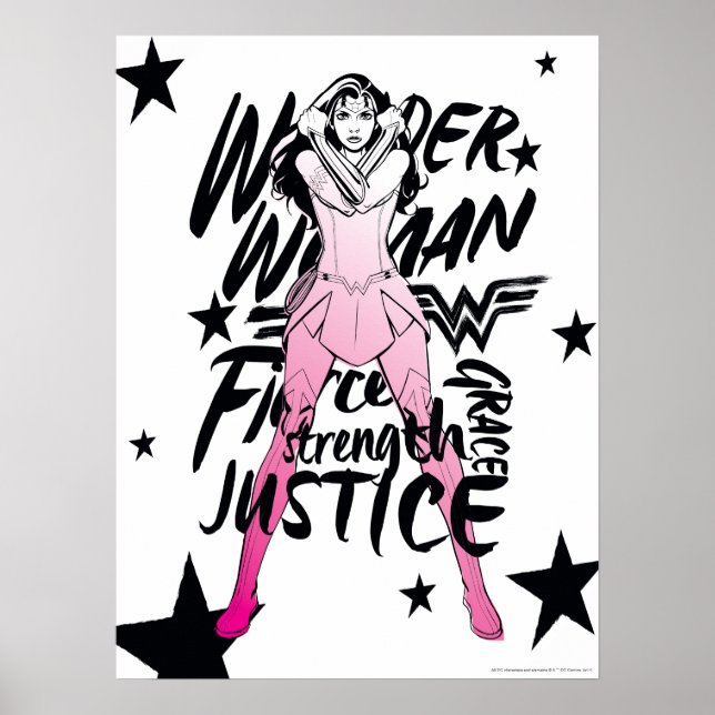 Affiches Wonder Woman Brush Typography Art (Devant)