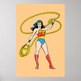 Affiches Wonder Woman debout avec Lasso