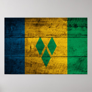 Affiches Wood St. Vincent & Grenadines Flag