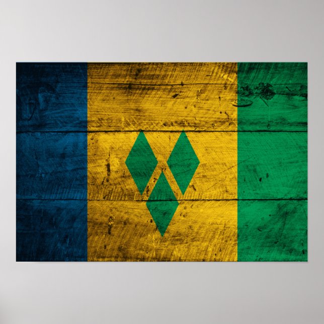 Affiches Wood St. Vincent & Grenadines Flag (Devant)