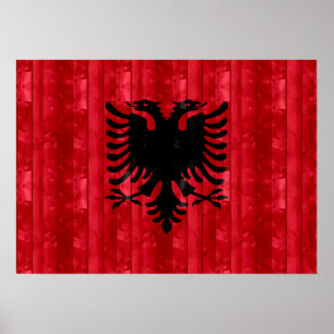 Affiches Wooden Albanian Flag