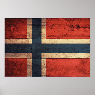 Affiches Wooden Norway Flag