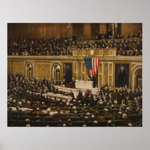 Affiches Woodrow Wilson demandant au congrès de déclarer la