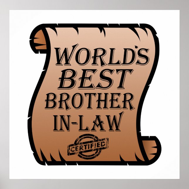 Affiches World Best Brother-in-law Certificat drôle (Devant)