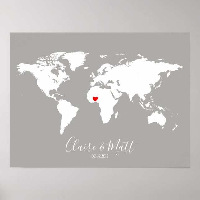 Affiches world map wedding guest book signing board (Devant)