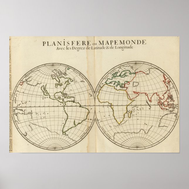 Affiches World Map with Latitude and Longititude (Devant)