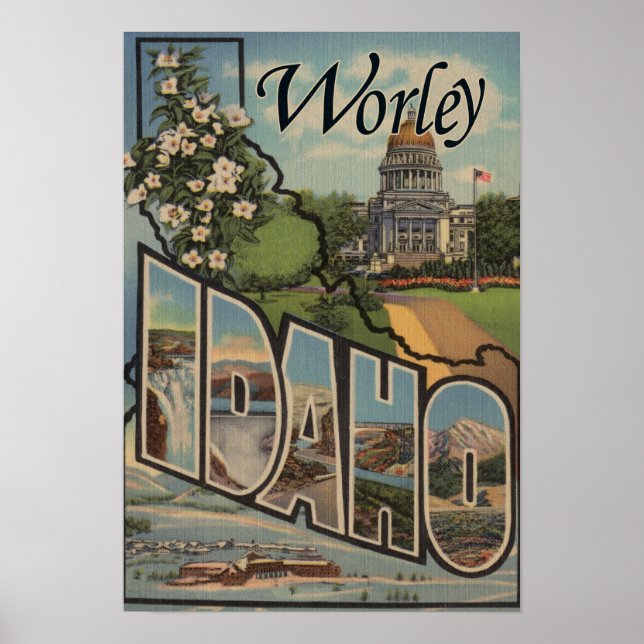 Affiches Worley, IdahoGrandes lettres ScènesWorley, ID (Devant)