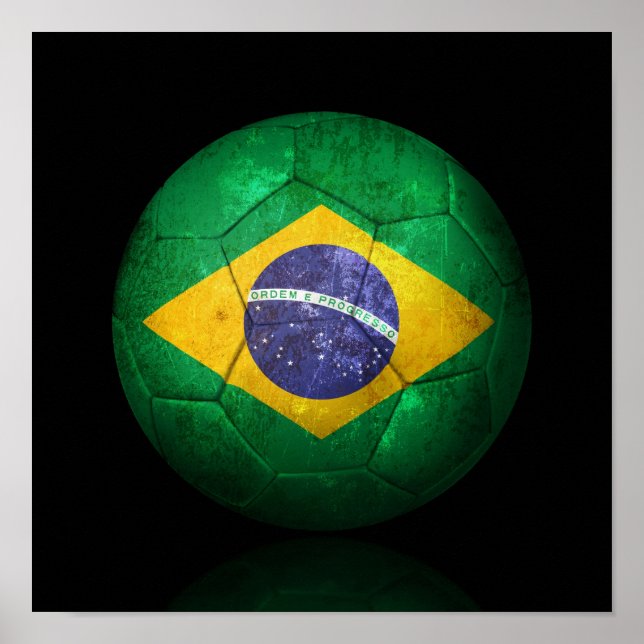 Affiches Worn Brazilian Flag Football Soccer Ball (Devant)