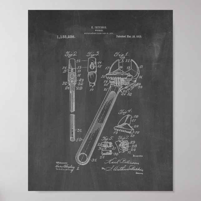 Affiches Wrench Patent - Chalkboard (Devant)