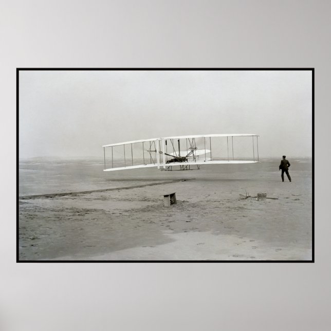 Affiches Wright Brothers Flyer First Plane Flight Aviation (Devant)