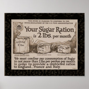 Affiches WW1 Ration de sucre Vintage