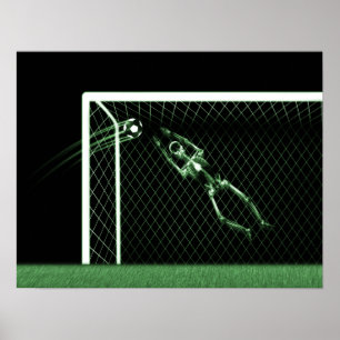 AFFICHES XRAY SKELETON SOCCER GOALIE GREEN