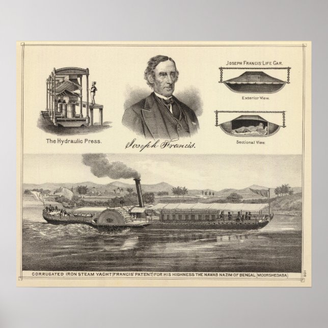 Affiches yacht à vapeur en fer ondulé (Devant)