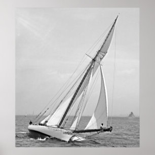 Affiches Yacht "shamrock" dans le port de New York BW 1895