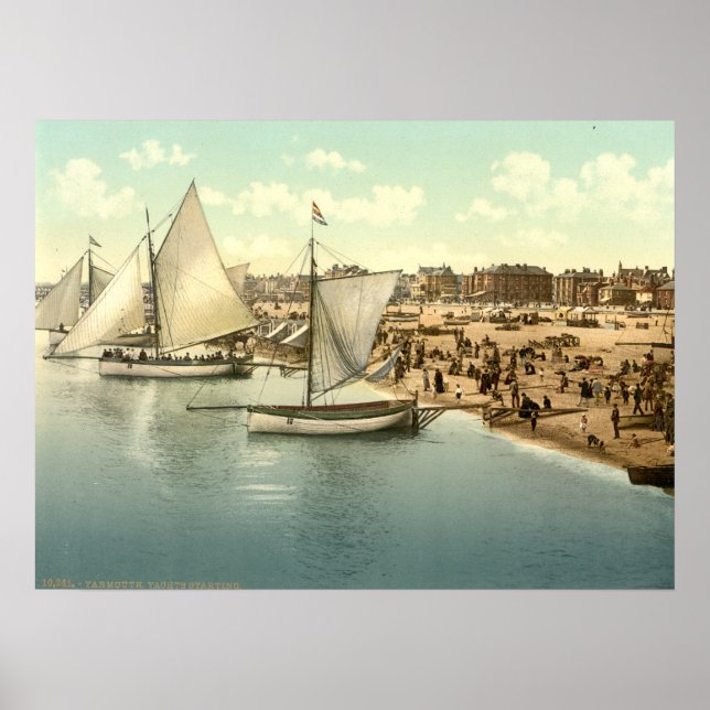 Affiches Yachts Démarrage à Yarmouth, Norfolk, Angleterre (Devant)