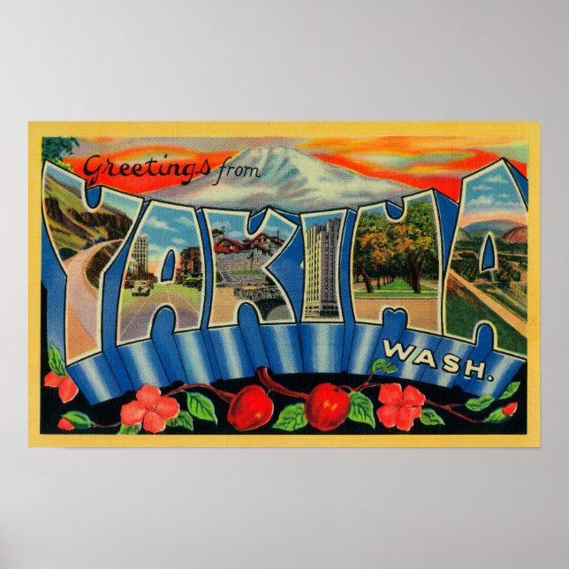 Affiches Yakima, Washington - Scènes de grandes lettres (Devant)