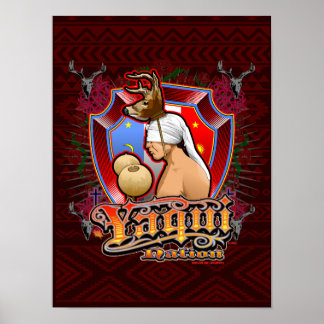 Affiches Yaqui Deer Dancer Art imprimé sur rouge profond 2