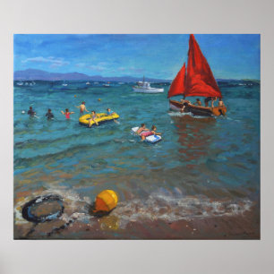 Affiches Yellow Buoy and Red Sails Abersoch