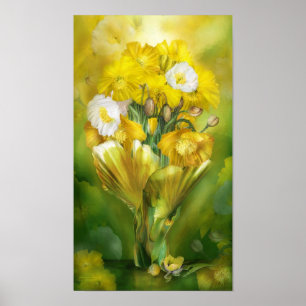 Affiches Yellow Poppies In Poppy Vase Art Poster/Print