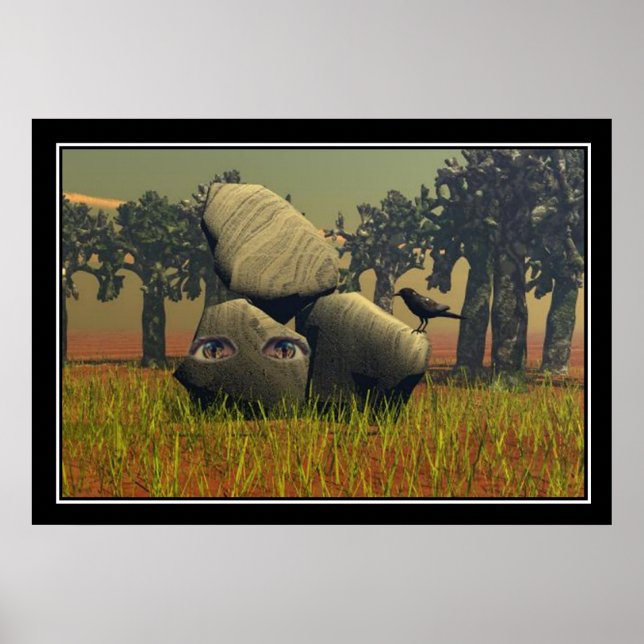 Affiches Yeux Abstraits dans la roche (Devant)