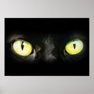 Affiches Yeux de chat, tache noire et jaune