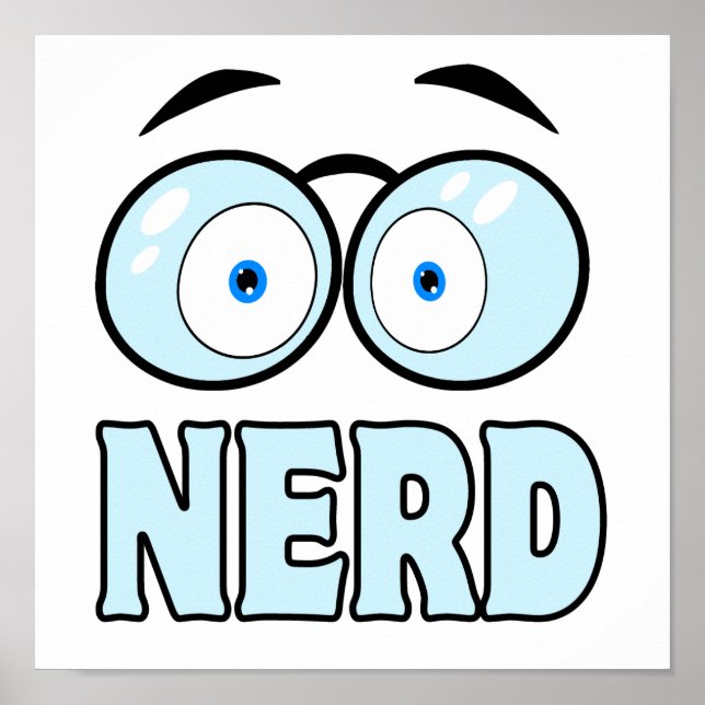Affiches Yeux de dessin avec lunettes NERD (Devant)
