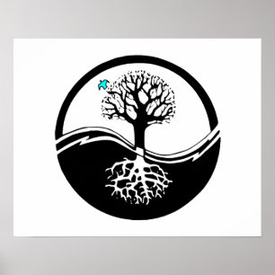 Affiches Yin Yang Arbre De Vie Noir & Blanc