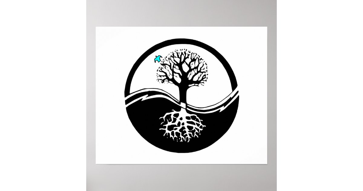 Affiches Yin Yang Arbre De Vie Noir & Blanc | Zazzle.fr