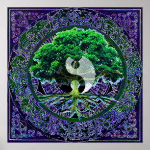 Affiches Yin Yang avec l'arbre de la vie