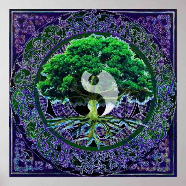 Affiches Yin Yang avec l'arbre de vie (Devant)