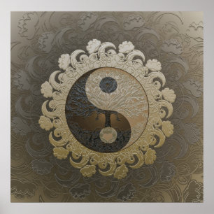 Affiches Yin Yang avec l'arbre de vie par Amelia Carrie dan