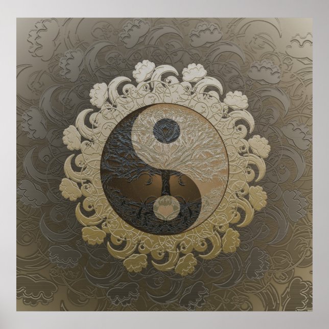 Affiches Yin Yang avec l'arbre de vie par Amelia Carrie dan (Devant)