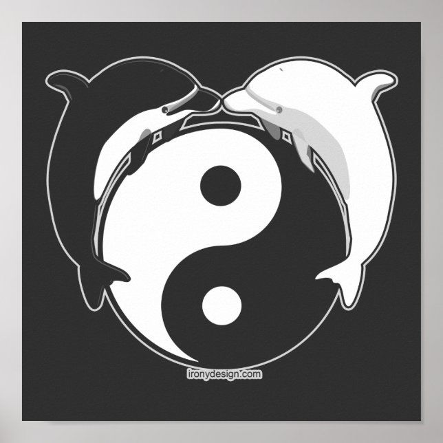 Affiches Yin Yang Dolphins Black/White (Devant)