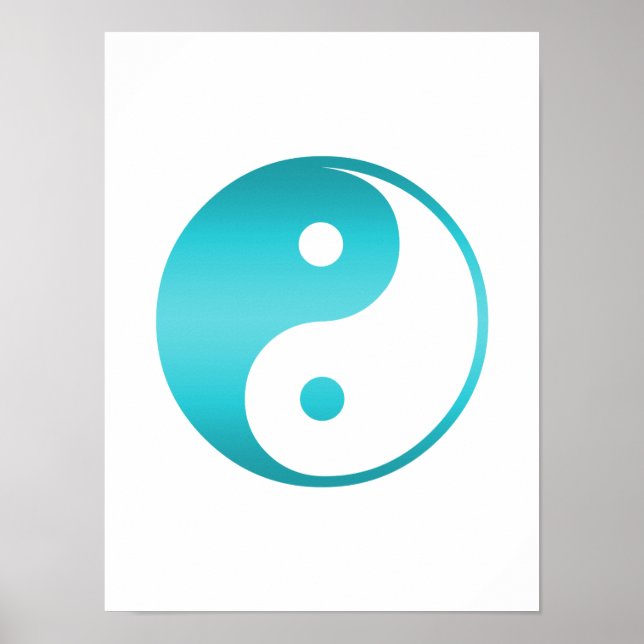 Affiches Yin Yang Modèle d'illustration bleu Turquoise (Devant)