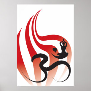 Affiches Yoga flamme spirituelle Om Ohm Calligraphie Logo Z