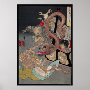 Affiches Yokai japonais Ukiyo-e Omoi Tsuzura par Yoshitoshi