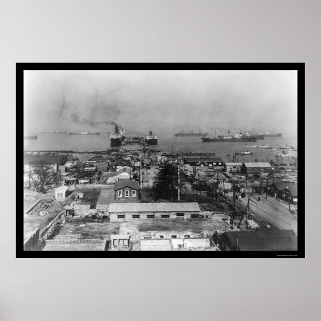 Affiches Yokohama Japan Harbour 1909 (Devant)
