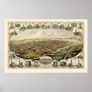 Affiches York, PA Carte panoramique - 1879