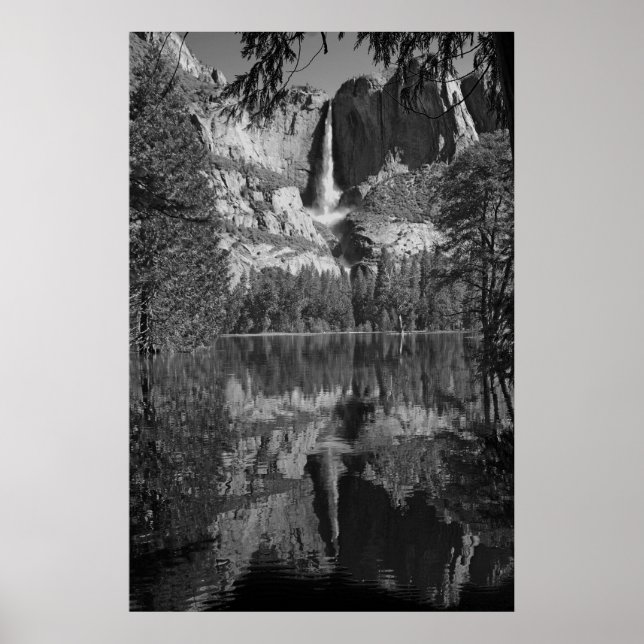 Affiches Yosemite Falls Reflet noir et blanc (Devant)