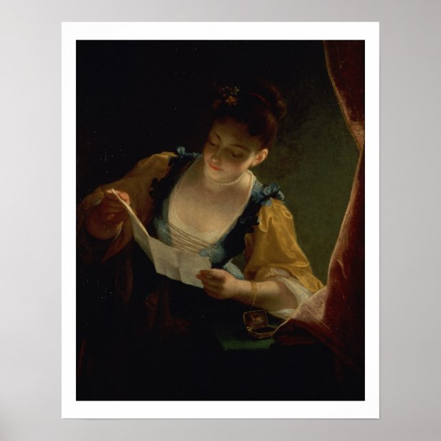 Affiches Young Woman Reading a Letter (Devant)