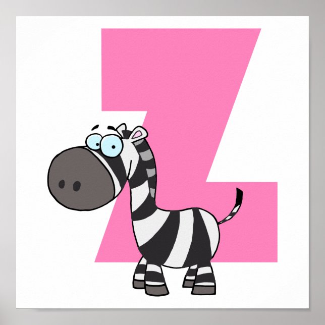 Affiches z est pour zebra cartoon pour enfants (Devant)