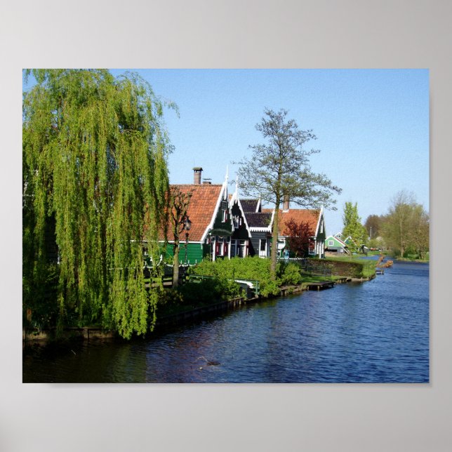 Affiches Zaanse Schans Maisons de bois hollandaises en vert (Devant)