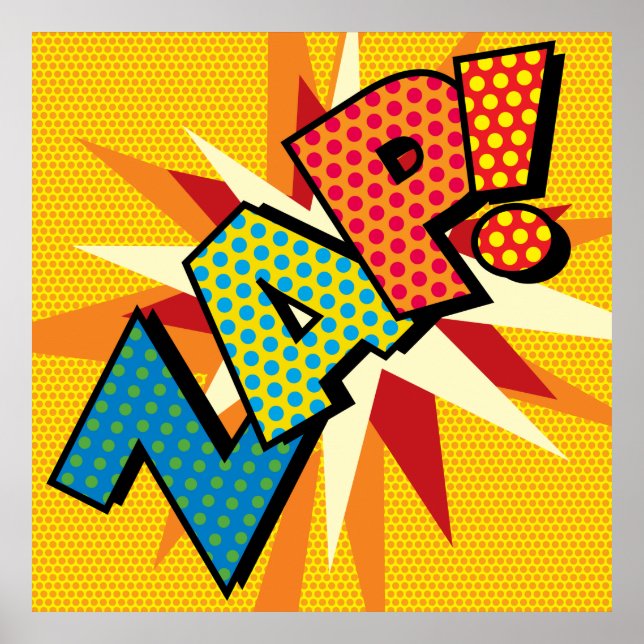 Affiches ZAP Amusement Rétro Bande Dessinée Pop Art (Devant)